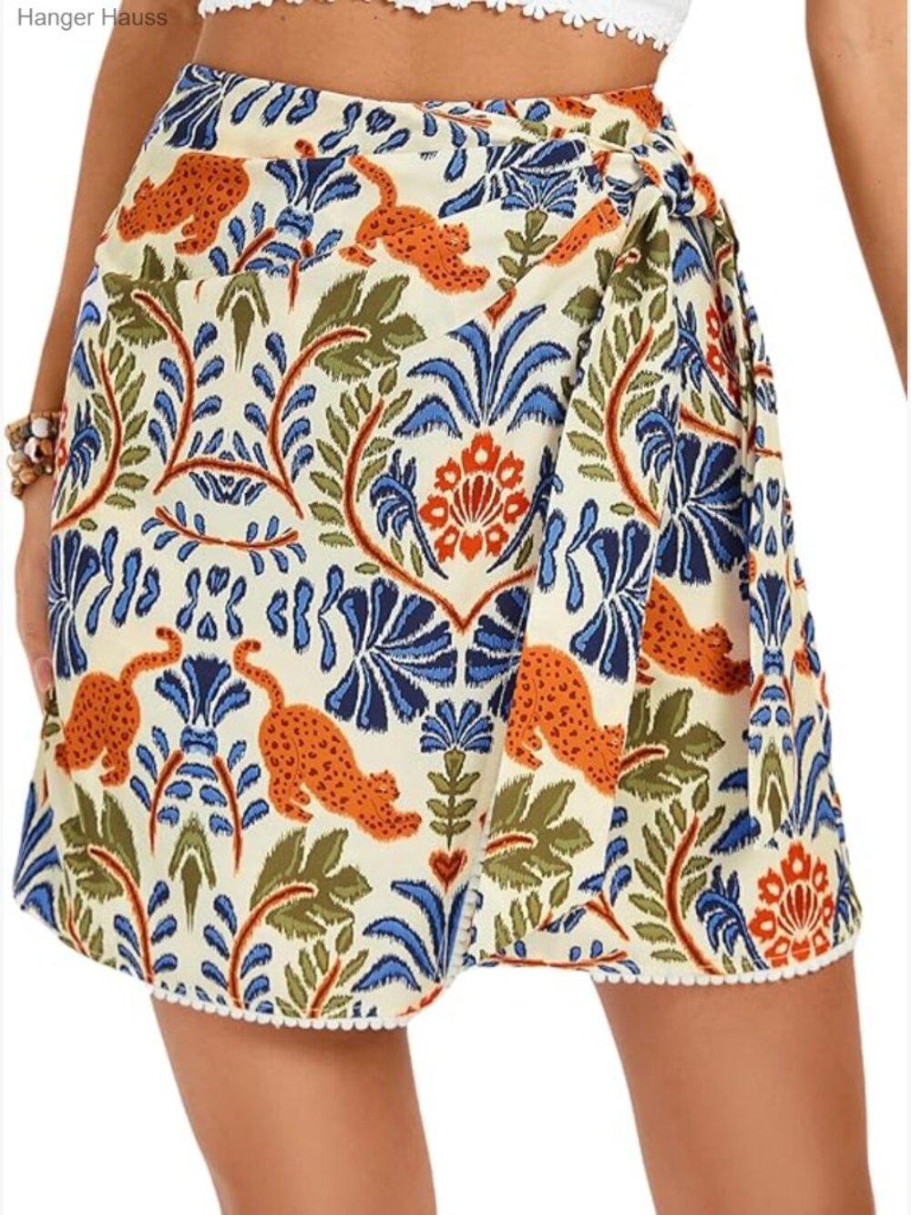 Boho Floral Wrap Mini Skirt with Shorts High Waisted Summer Casual